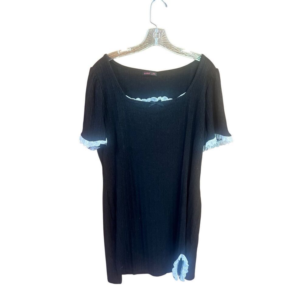 Romwe Black/White Lace Sweater Knit Dress Sz XL NWT